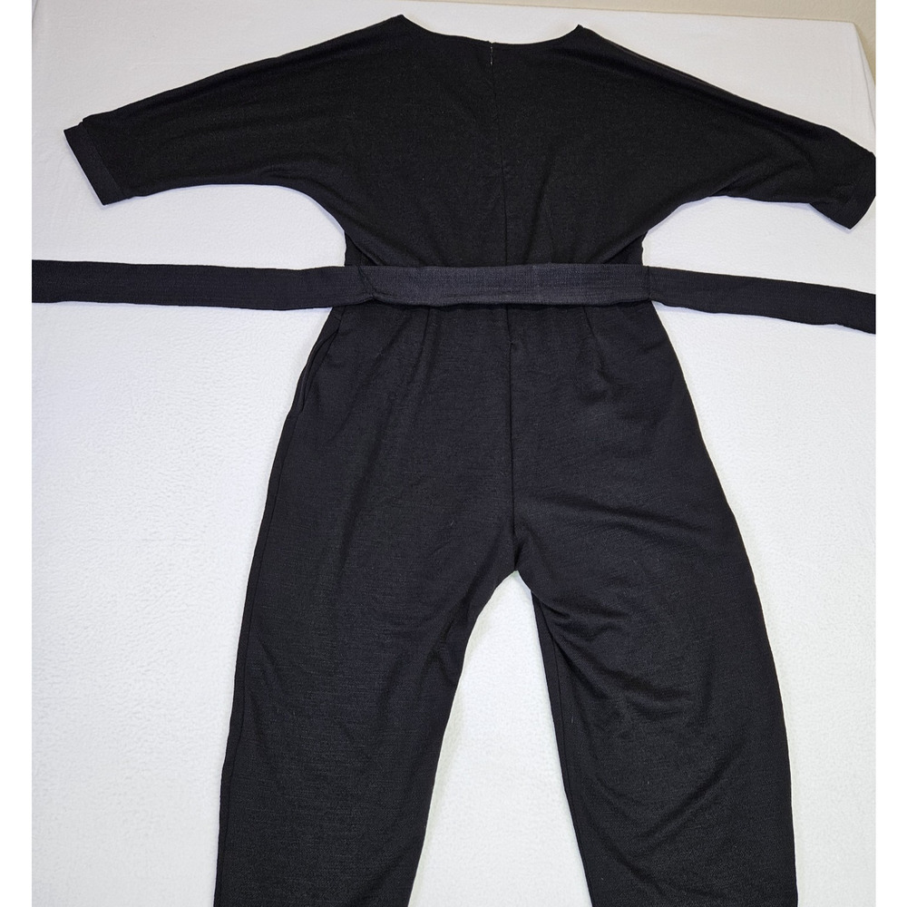 Anthropologie Sutton Jumpsuit MP Black Ponte Belted Pockets Lounge Minimal Crop - Picture 11 of 16